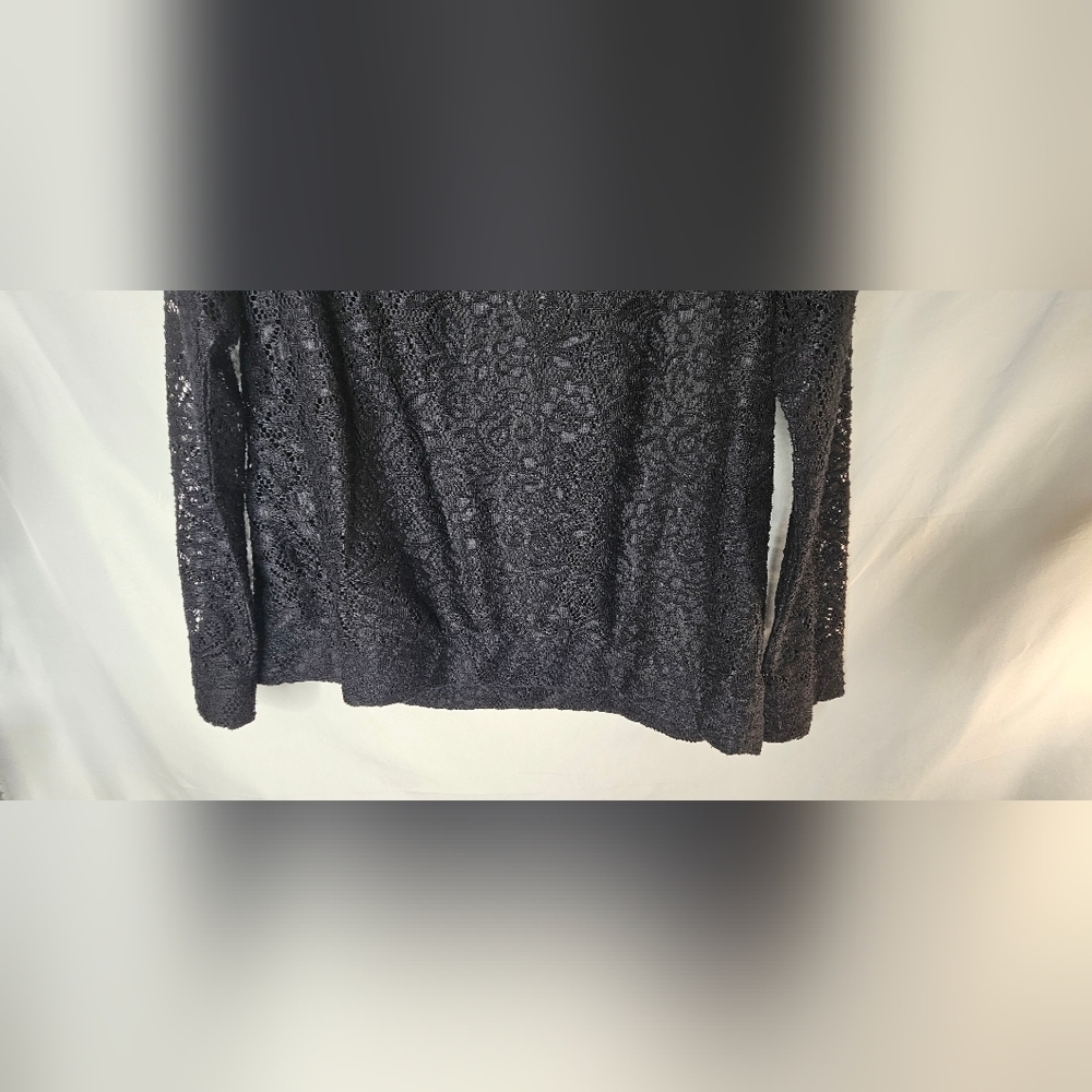 Juicy Couture  Black Lace Top Blouse XL NWT Long Sleeve Ruffle  Whimsy Goth - Picture 3 of 11